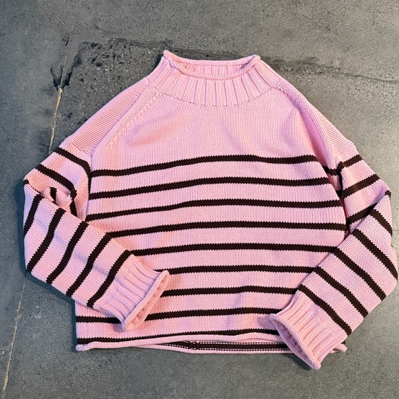 J crew 2025 Rollneck™ sweater in stripe pink and brown size small - Picture 2 of 4